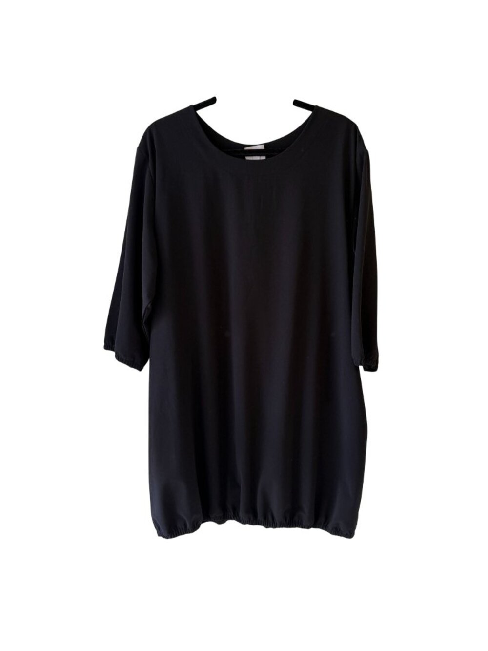 Planet By Lauren G Black Elastic Bubble Hem Dress Size L Lagenlook Relaxed Fit